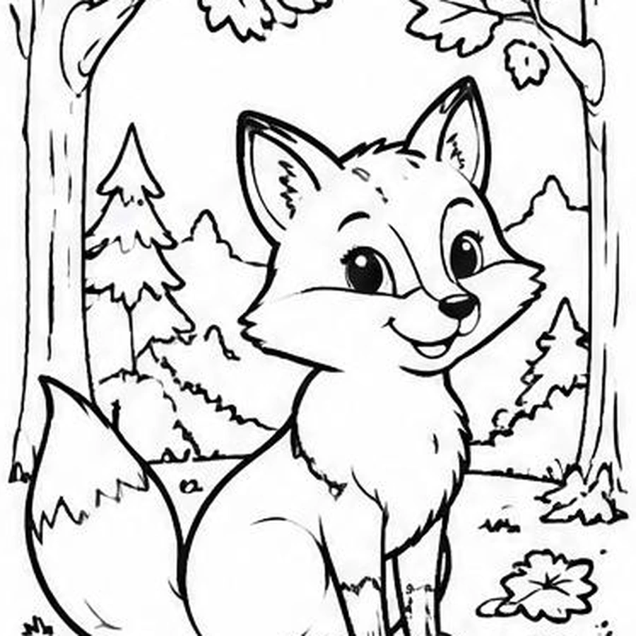 Autumn Fox coloring sheet