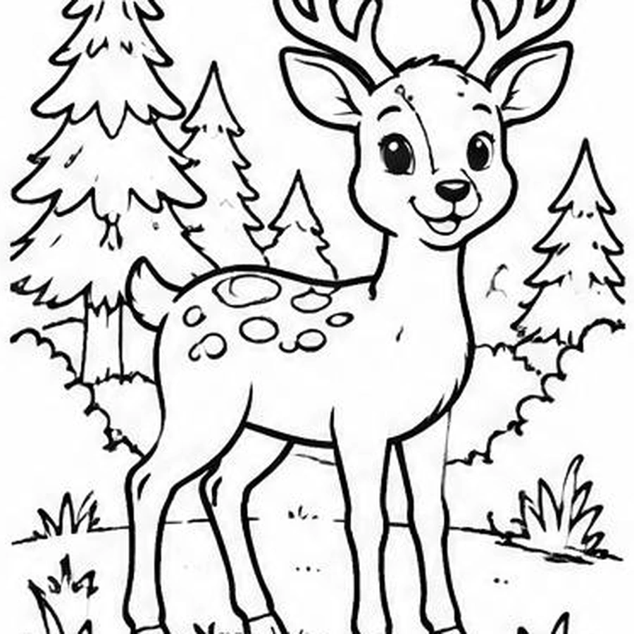Forest-Clearing Deer coloring sheet
