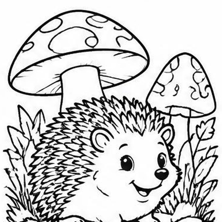 Mushroom Hedgehog coloring sheet
