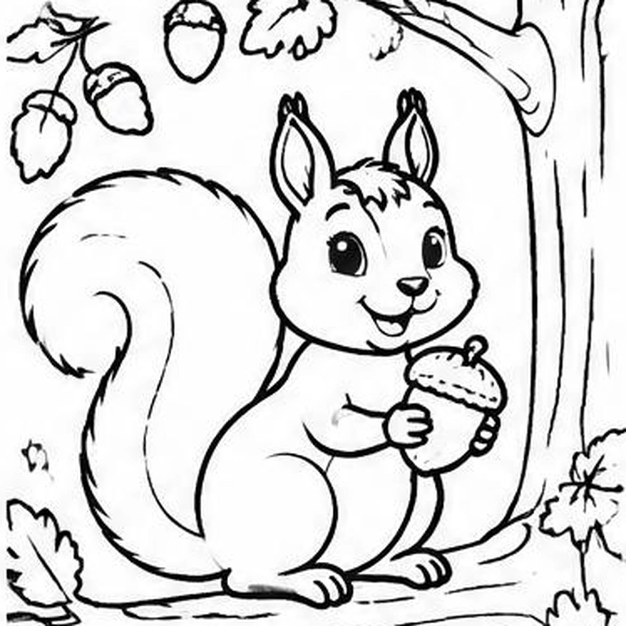 Oak-Tree Squirrel coloring sheet