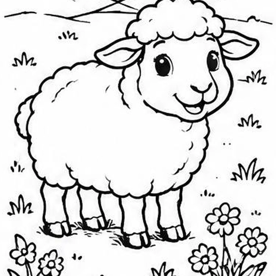 Hillside Sheep coloring sheet
