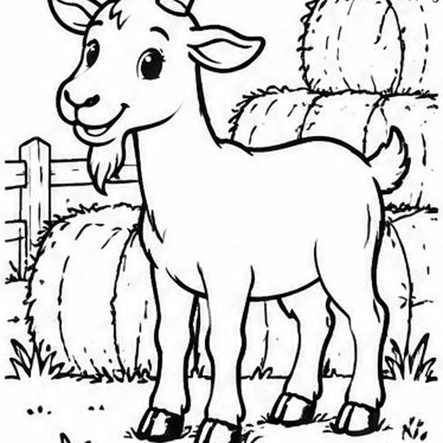 Hay-Bale Goat coloring sheet